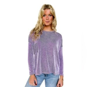 ZENANA Harper Chill Ribbed Long Sleeve Top Violet S/M